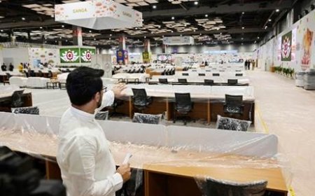 Anurag Thakur reviews arrangements at International Media Centre, ahead of G20 Summit