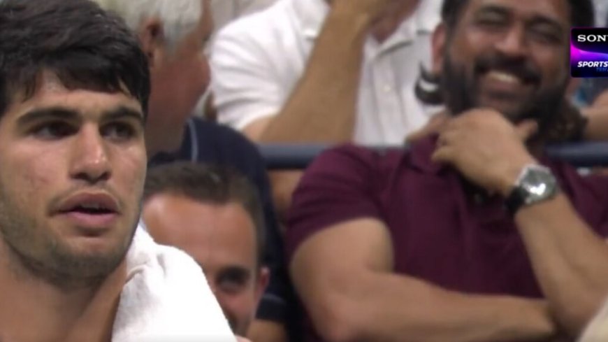 US Open 2023: MS Dhoni spotted watching Carlos Alcaraz vs Alexander Zverev's quarterfinal clash. Watch