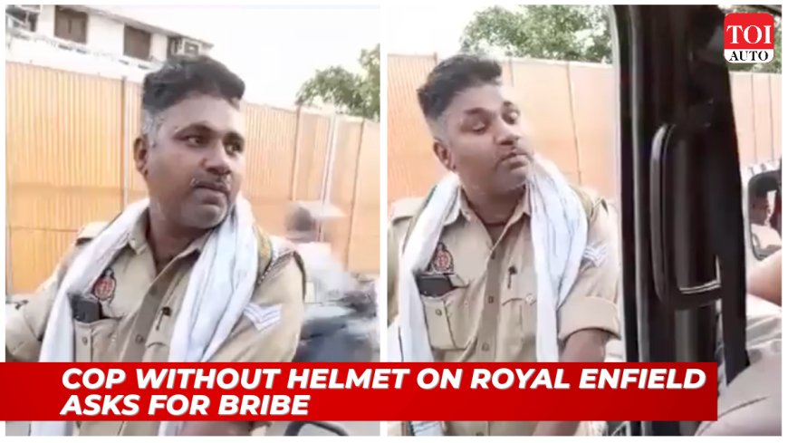 Watch: Cop on Royal Enfield without helmet caught asking for Rs 500 bribe on cam
