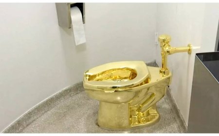 4 men charged in theft of satirical golden toilet titled 'America', at Churchill's birthplace