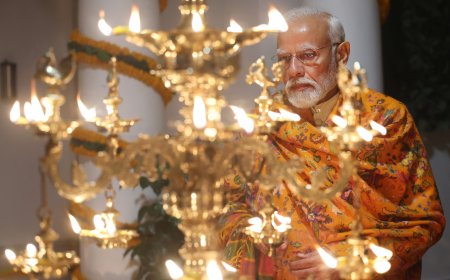 PM lights 'Ram Jyoti' at his residence in Delhi to mark the 'Pran Pratishtha' of Ram Lalla in Ayodhya