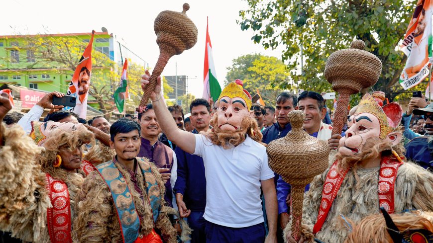 Rahul Gandhi turns 'Hanuman' amid Ram Mandir fervour, poses with 'Bajrang Bali' mask and mace: WATCH