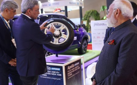 PM visits an exhibition on Bharat Mobility Global Expo 2024 at Bharat Mandapam