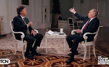 Putin takes hard line on Ukraine in Tucker Carlson interview