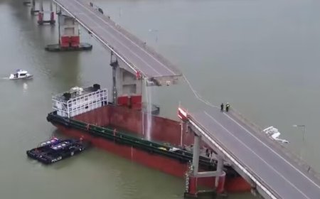 Two dead after cargo ship hits bridge in southern China