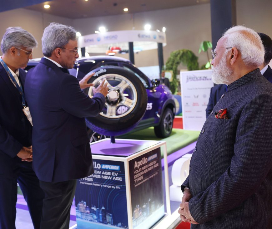 PM visits an exhibition on Bharat Mobility Global Expo 2024 at Bharat Mandapam