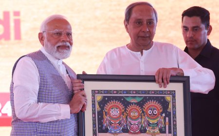 PM at the laying foundation stone of multiple development projects at Chandikhole, in Odisha