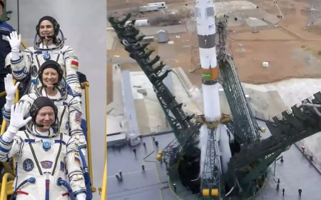 Russian rocket launches 3 astronauts to space station