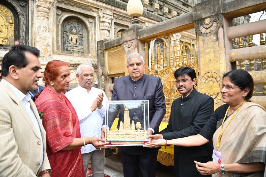 Vice President, Shri Jagdeep Dhankhar at the Maha Bodhi Temple in Bodh Gaya