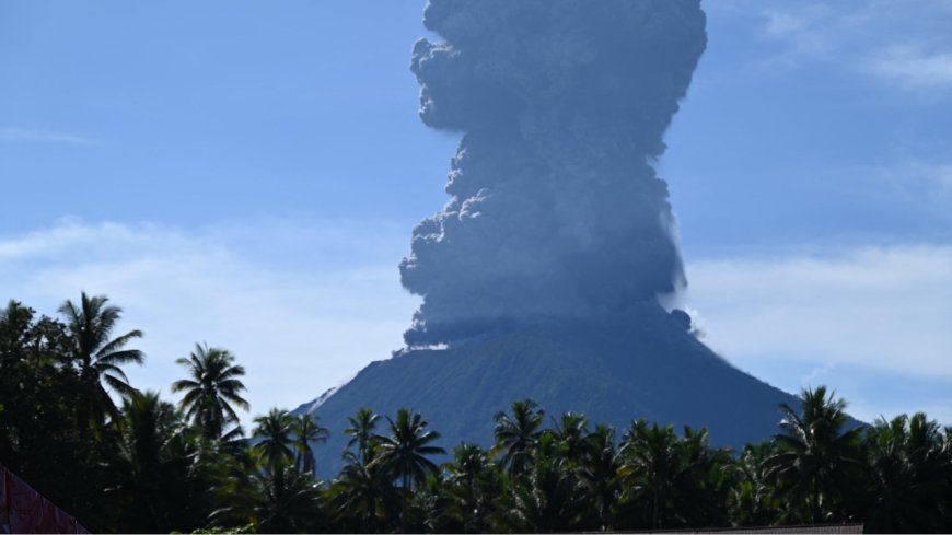 Indonesia's Mount Ibu erupts again, spews huge ash tower amid floods