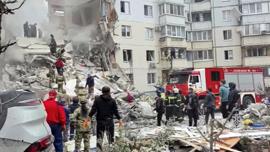 Apartment building partially collapses in a Russian border city after shelling, several killed