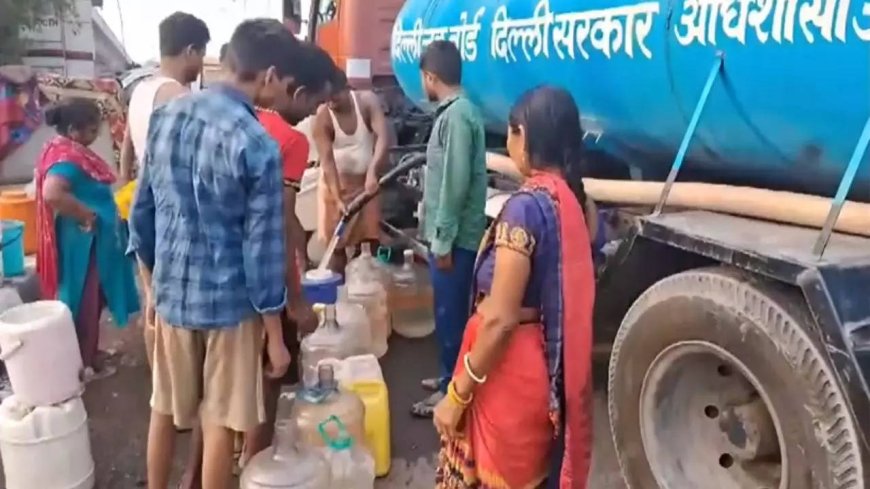 Delhi water crisis: Long queues continue to form near tankers across capital