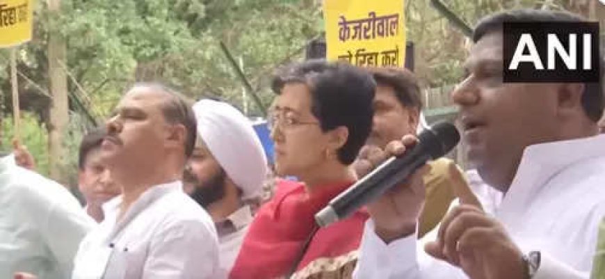 AAP holds protest near BJP's headquarters, demands Delhi CM Arvind Kejriwal's release