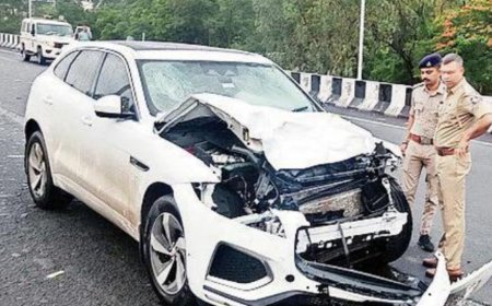 Tragedy averted as structure falls on moving car