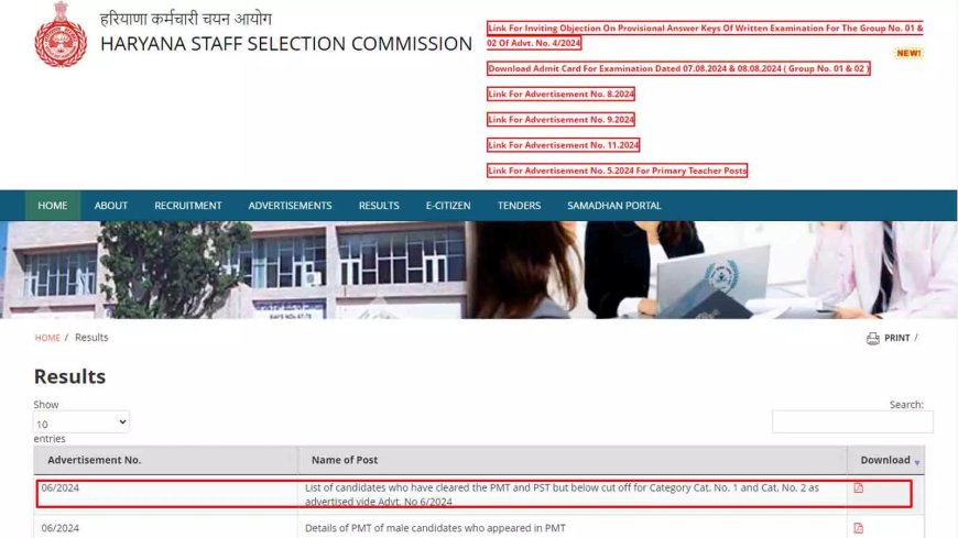 HSSC Haryana Police Constable 2024 PST Results Announced at hssc.gov.in, Check Here