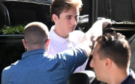 Revealed! Barron Trump arrives at New York University to attend first day of college