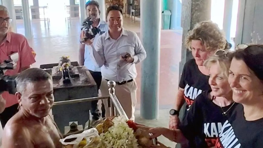 Three US women offer prayers at temple in Harris’s ancestral village