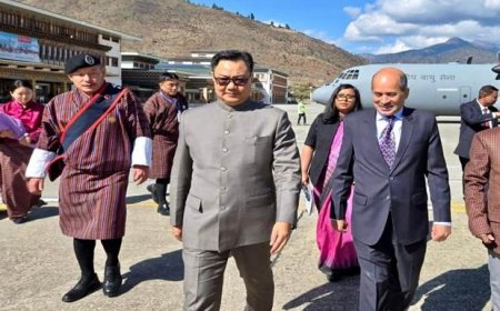 Union Minister Kiren Rijiju Arrives in Bhutan to Lead Delegation for Return of Sacred Buddha Relics