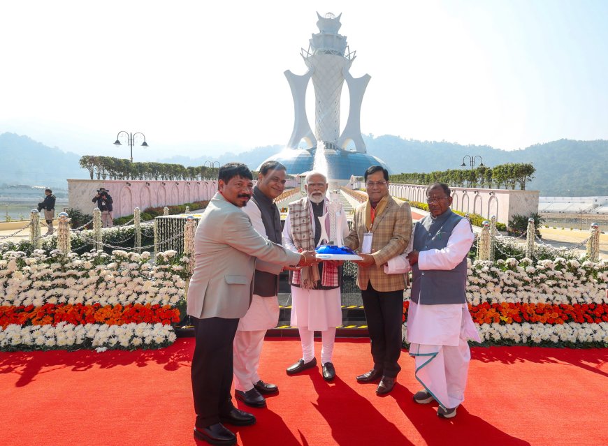 PM pays floral tributes at Swahid Smarak Kshetra in Boragaon, Guwahati