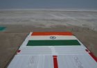 Grand display of the world's largest Khadi tricolor in the Rann of Kutch on the 77th Republic Day.