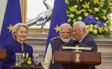 PM, the President of the European Council and the President of the European Commission, witness the Exchange of MoUs between India and EU,