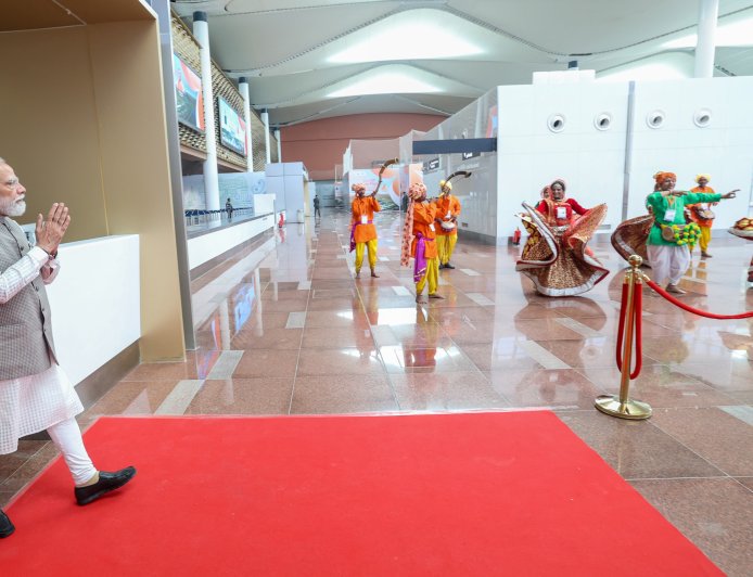 PM walkthrough of Terminal Building of Noida International Airport, Jewar, in Uttar Pradesh