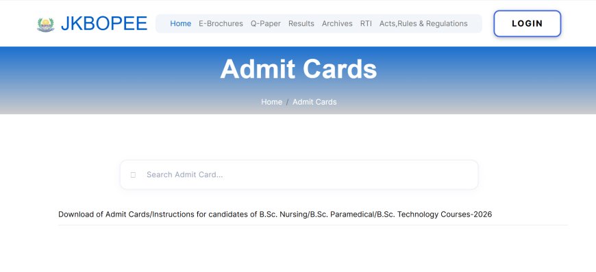 JKBOPEE CET admit card 2026 released: Direct link to download here
